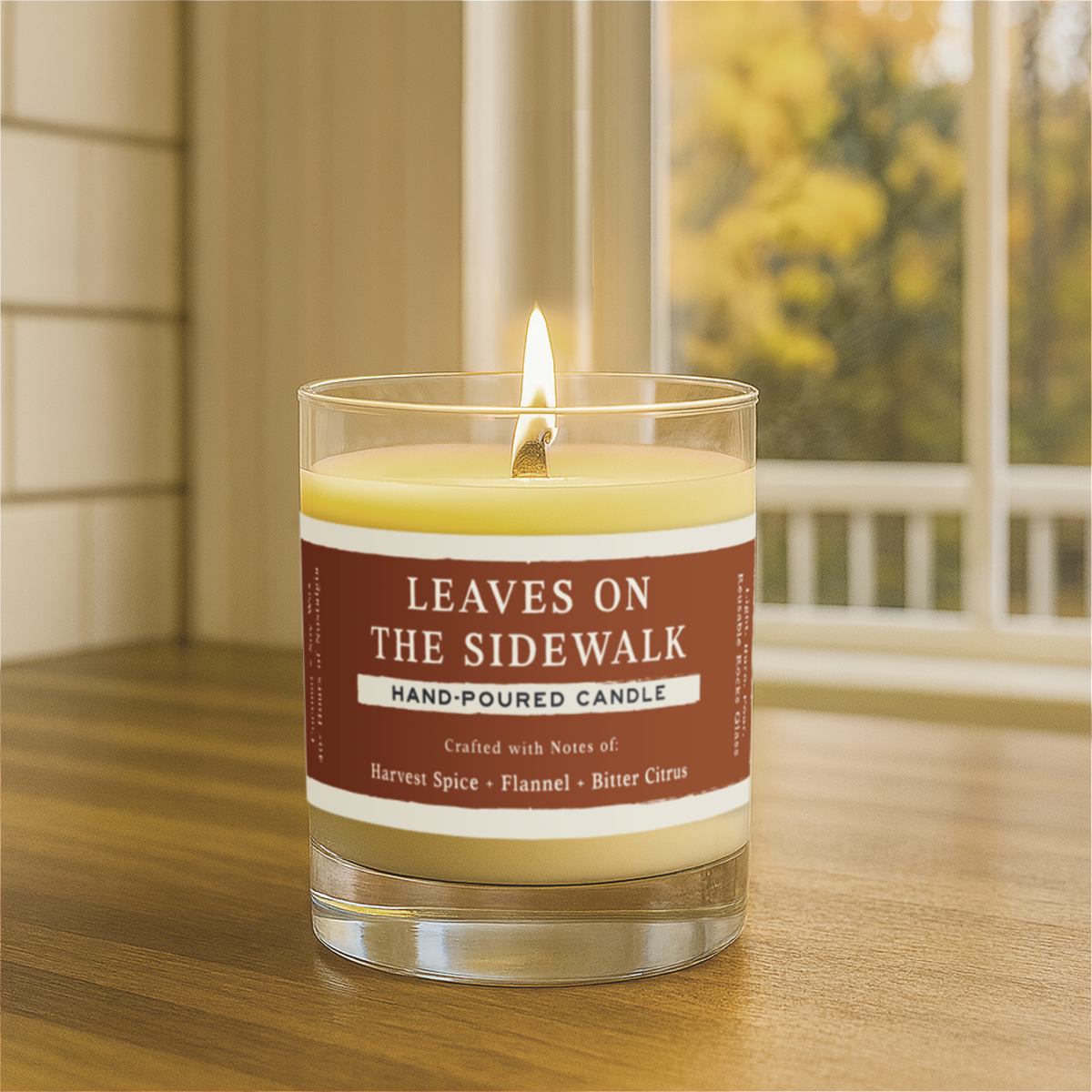 Leaves on the Sidewalk Candle