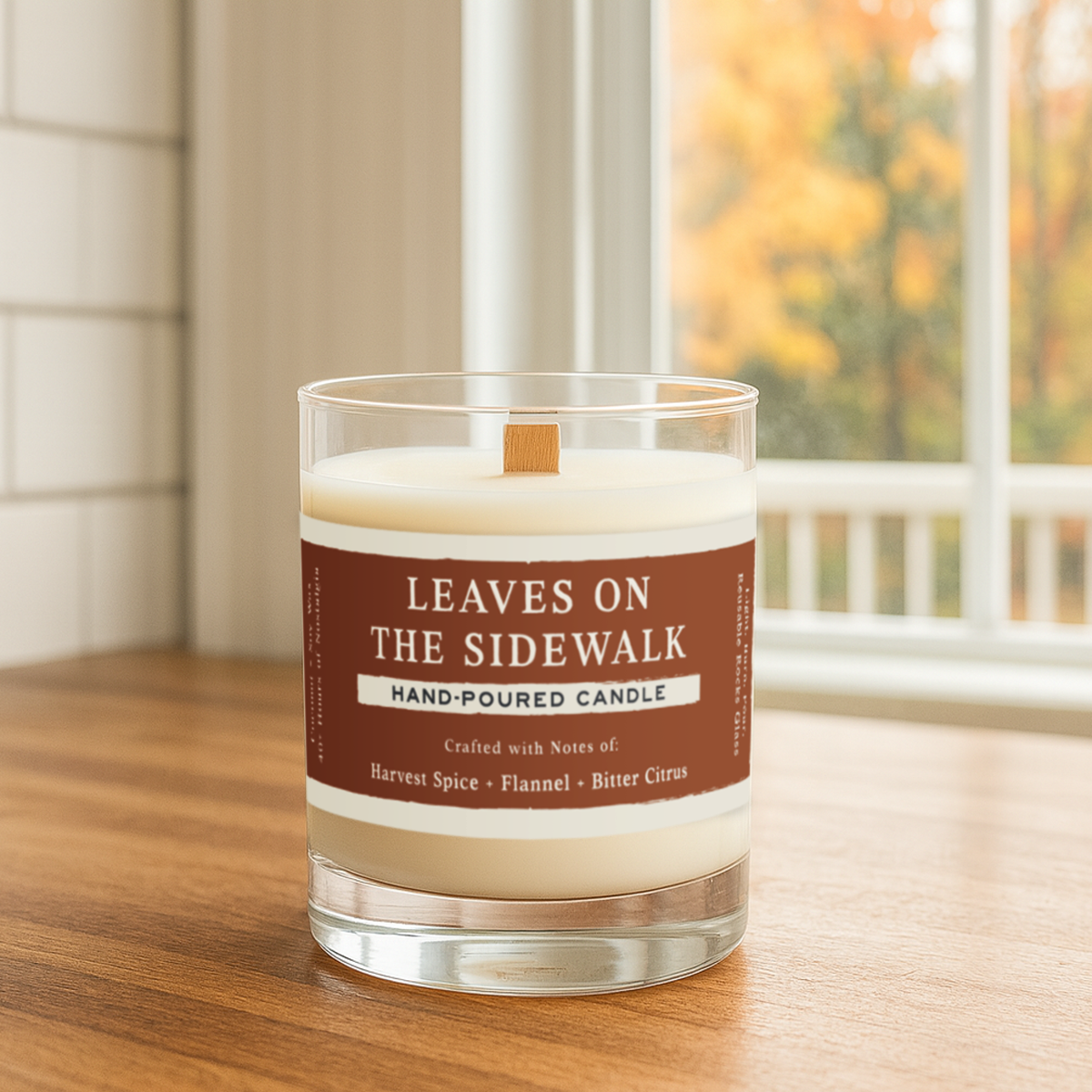 Leaves on the Sidewalk Candle