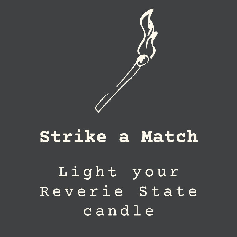Match with flame icon and text on a black background